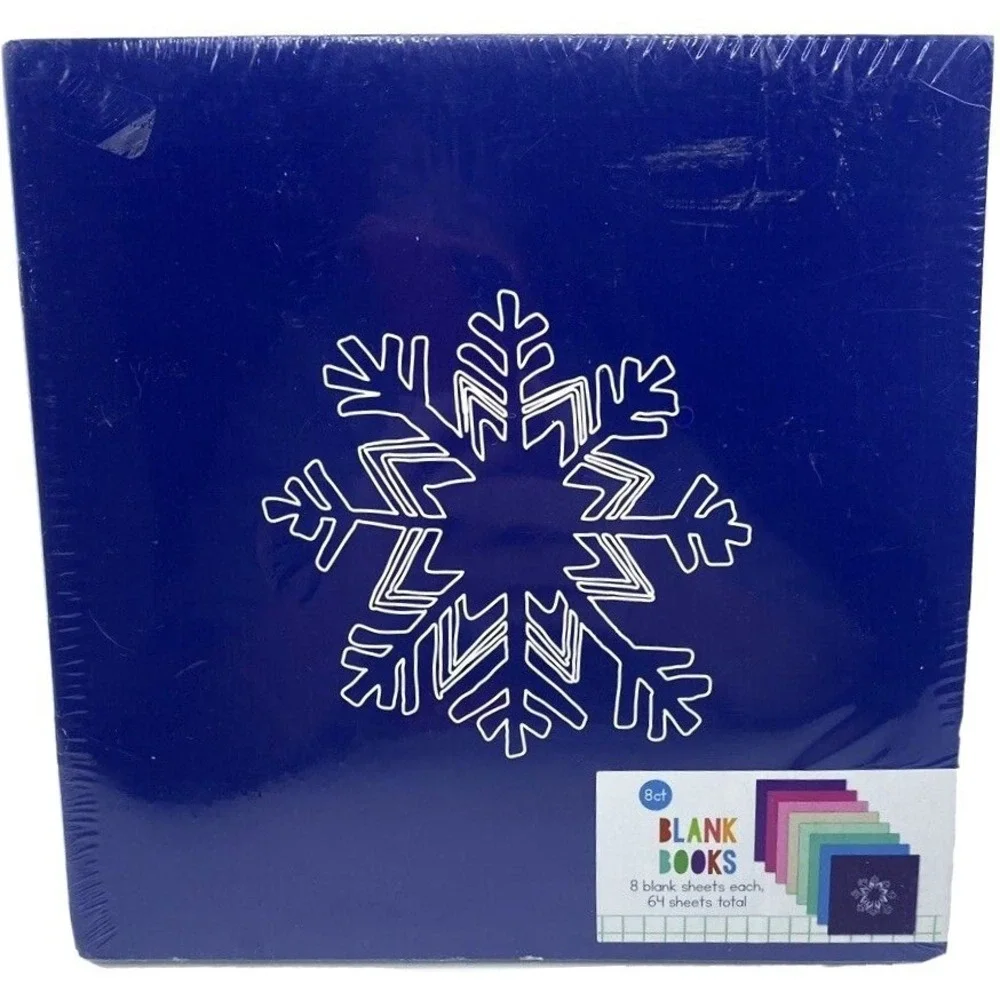 Christmas Blank Books - Large Snowflakes - 8 Individual Multi Color Books